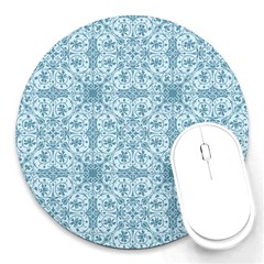 Ornamental Blue Round Mousepads by snowwhitegirl