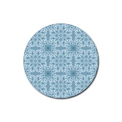 Ornamental Blue Rubber Coaster (round)  by snowwhitegirl