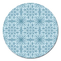 Ornamental Blue Magnet 5  (round) by snowwhitegirl