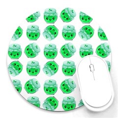 Kawaii Lime Jam Jar Pattern Round Mousepads by snowwhitegirl