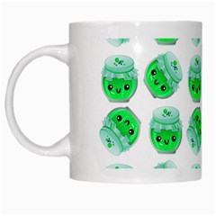 Kawaii Lime Jam Jar Pattern White Mugs by snowwhitegirl