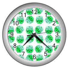 Kawaii Lime Jam Jar Pattern Wall Clock (silver) by snowwhitegirl