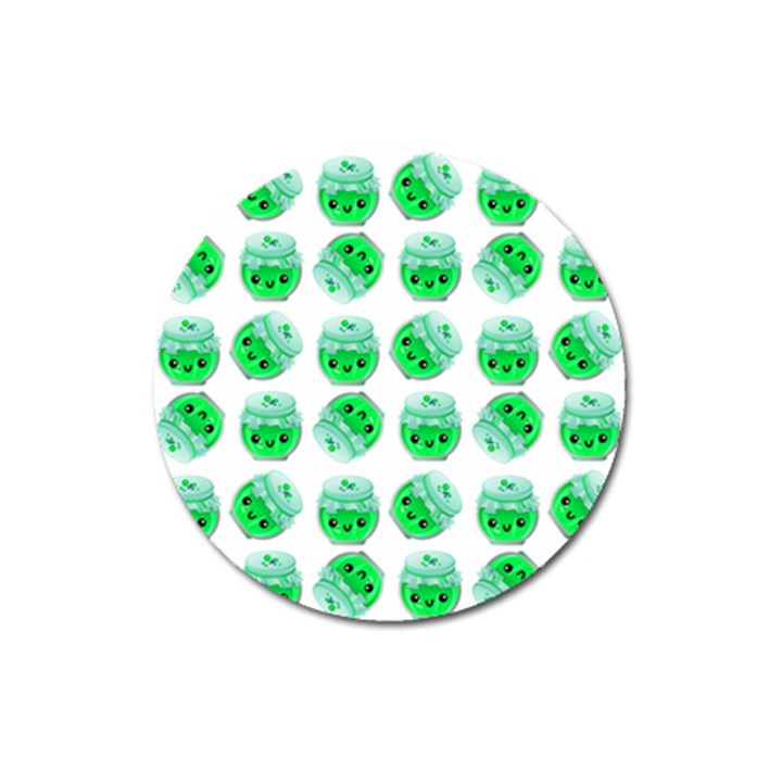 Kawaii Lime Jam Jar Pattern Magnet 3  (Round)