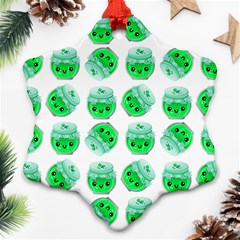 Kawaii Lime Jam Jar Pattern Ornament (snowflake) by snowwhitegirl