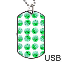 Kawaii Lime Jam Jar Pattern Dog Tag Usb Flash (one Side) by snowwhitegirl