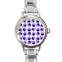 Kawaii Blueberry Jam Jar Pattern Round Italian Charm Watch