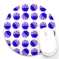 Kawaii Blueberry Jam Jar Pattern Round Mousepads