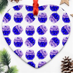 Kawaii Blueberry Jam Jar Pattern Ornament (Heart)