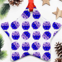 Kawaii Blueberry Jam Jar Pattern Ornament (star) by snowwhitegirl