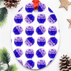 Kawaii Blueberry Jam Jar Pattern Oval Ornament (two Sides) by snowwhitegirl