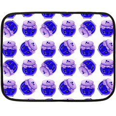 Kawaii Blueberry Jam Jar Pattern Fleece Blanket (Mini)