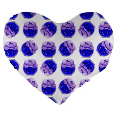 Kawaii Blueberry Jam Jar Pattern Large 19  Premium Heart Shape Cushions