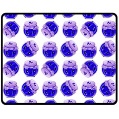 Kawaii Blueberry Jam Jar Pattern Double Sided Fleece Blanket (Medium) 