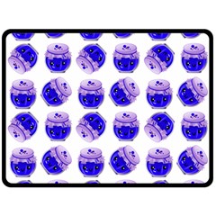 Kawaii Blueberry Jam Jar Pattern Double Sided Fleece Blanket (Large) 