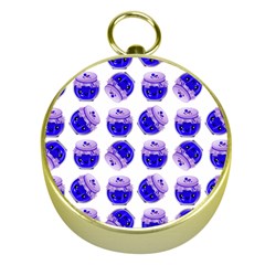 Kawaii Blueberry Jam Jar Pattern Gold Compasses by snowwhitegirl