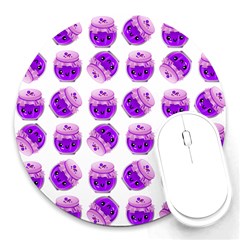 Kawaii Grape Jam Jar Pattern Round Mousepads by snowwhitegirl