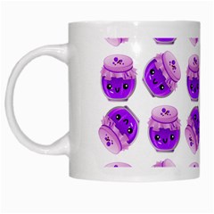 Kawaii Grape Jam Jar Pattern White Mugs by snowwhitegirl