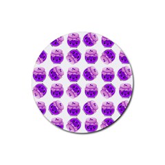 Kawaii Grape Jam Jar Pattern Rubber Round Coaster (4 Pack)  by snowwhitegirl