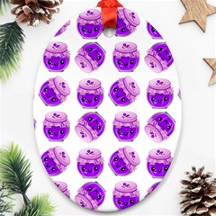 Kawaii Grape Jam Jar Pattern Oval Ornament (two Sides) by snowwhitegirl