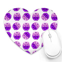 Kawaii Grape Jam Jar Pattern Heart Mousepads by snowwhitegirl