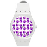 Kawaii Grape Jam Jar Pattern Round Plastic Sport Watch (M) Front