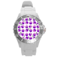 Kawaii Grape Jam Jar Pattern Round Plastic Sport Watch (l) by snowwhitegirl