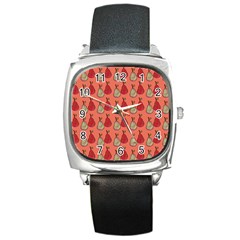 Pears Red Square Metal Watch by snowwhitegirl