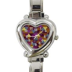 Fall Geometric Pattern Heart Italian Charm Watch by snowwhitegirl