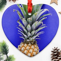 Pineapple Blue Heart Ornament (two Sides) by snowwhitegirl