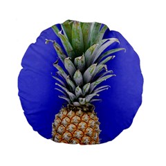 Pineapple Blue Standard 15  Premium Flano Round Cushions by snowwhitegirl