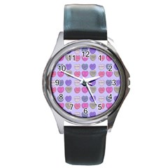 Valentine Hearts Lilac Round Metal Watch by snowwhitegirl