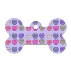 Valentine Hearts Lilac Dog Tag Bone (two Sides) by snowwhitegirl