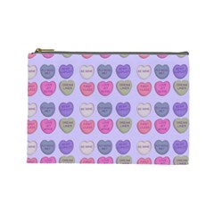 Valentine Hearts Lilac Cosmetic Bag (large) by snowwhitegirl