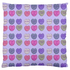 Valentine Hearts Lilac Large Flano Cushion Case (two Sides) by snowwhitegirl