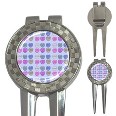 Valentine Hearts Blue 3-in-1 Golf Divots by snowwhitegirl