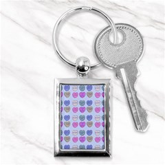 Valentine Hearts Blue Key Chains (rectangle)  by snowwhitegirl