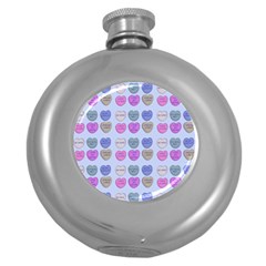 Valentine Hearts Blue Round Hip Flask (5 Oz) by snowwhitegirl