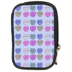 Valentine Hearts Blue Compact Camera Leather Case by snowwhitegirl