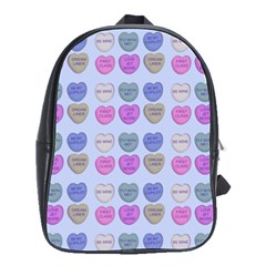 Valentine Hearts Blue School Bag (large) by snowwhitegirl