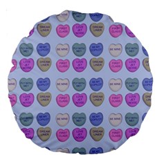 Valentine Hearts Blue Large 18  Premium Round Cushions by snowwhitegirl