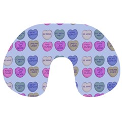 Valentine Hearts Blue Travel Neck Pillows by snowwhitegirl