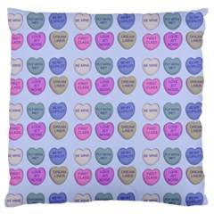 Valentine Hearts Blue Large Flano Cushion Case (one Side) by snowwhitegirl