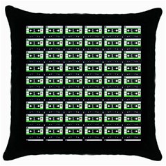 Green Cassette Throw Pillow Case (black) by snowwhitegirl