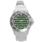 Green Cassette Round Plastic Sport Watch (L) Front