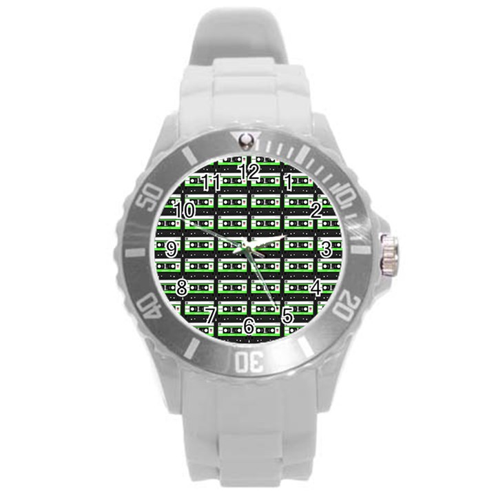 Green Cassette Round Plastic Sport Watch (L)