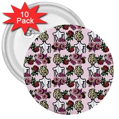 Victorian Girl Pink 3  Buttons (10 Pack)  by snowwhitegirl