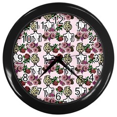 Victorian Girl Pink Wall Clock (black) by snowwhitegirl