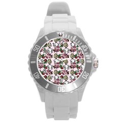 Victorian Girl Pink Round Plastic Sport Watch (l) by snowwhitegirl