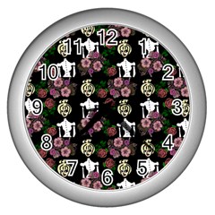 Victorian Girl Black Wall Clock (silver) by snowwhitegirl