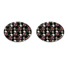 Victorian Girl Black Cufflinks (oval) by snowwhitegirl